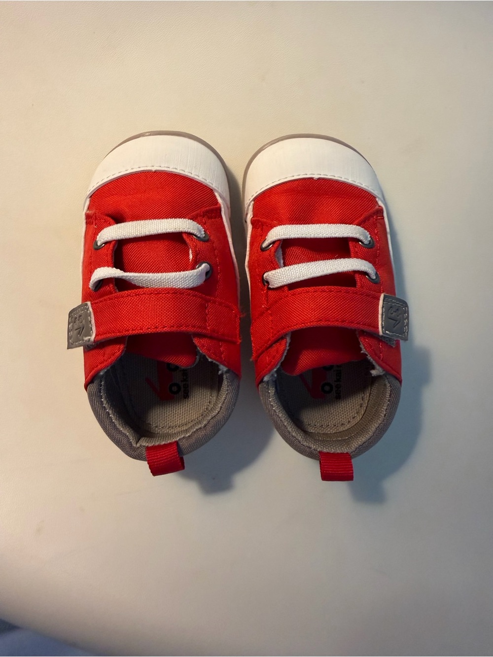 See Kai Run Red Canvas Baby Sneakers with White Accents